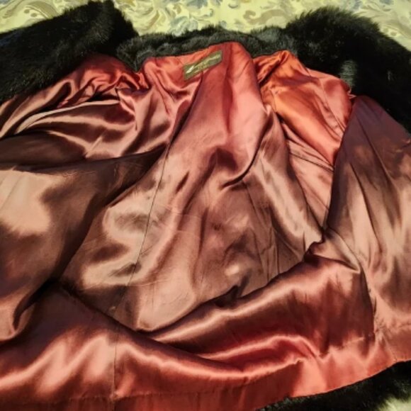 American Signature vintage black faux fur coat size 14 - Picture 5 of 8